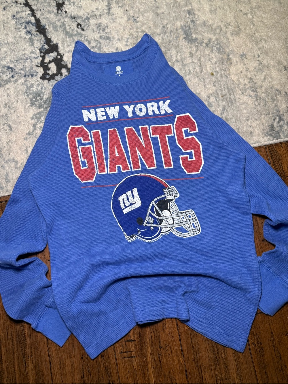 NFL New York Giants Waffle Knit Thermal Long Sleeve Shirt - Mens Large